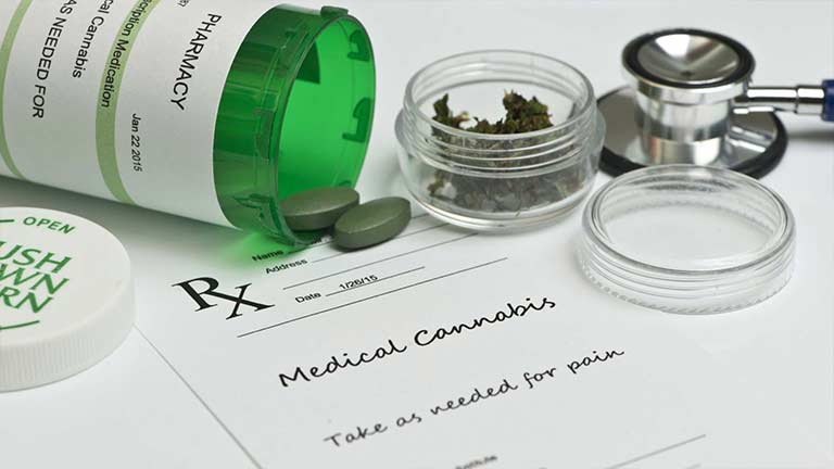 Green pill bottle and script for medical marijuana